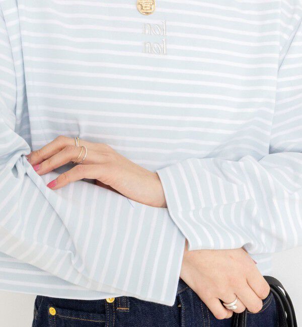NOLLEY'S「【nolnol/ノルノル】ウォッシャブルシルケットボーダーショートT」|Tシャツ・カットソー|