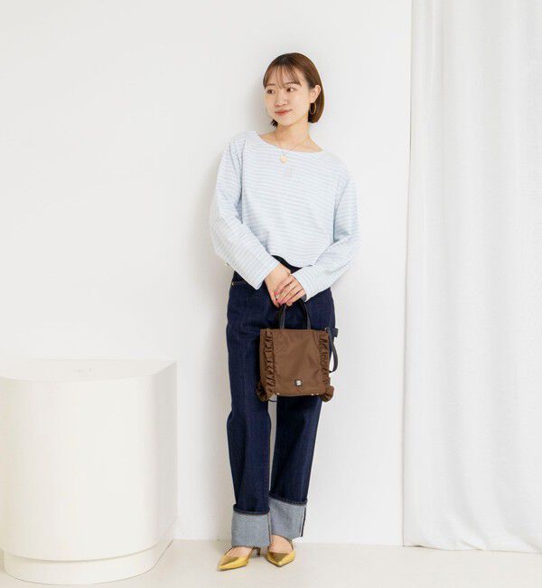 NOLLEY'S「【nolnol/ノルノル】ウォッシャブルシルケットボーダーショートT」|Tシャツ・カットソー|