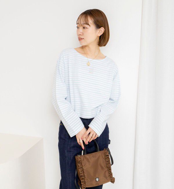 NOLLEY'S「【nolnol/ノルノル】ウォッシャブルシルケットボーダーショートT」|Tシャツ・カットソー|