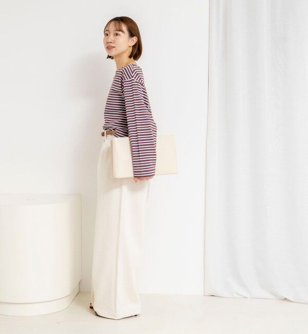 NOLLEY'S「【nolnol/ノルノル】ウォッシャブルシルケットボーダーショートT」|Tシャツ・カットソー|