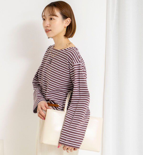 NOLLEY'S「【nolnol/ノルノル】ウォッシャブルシルケットボーダーショートT」|Tシャツ・カットソー|