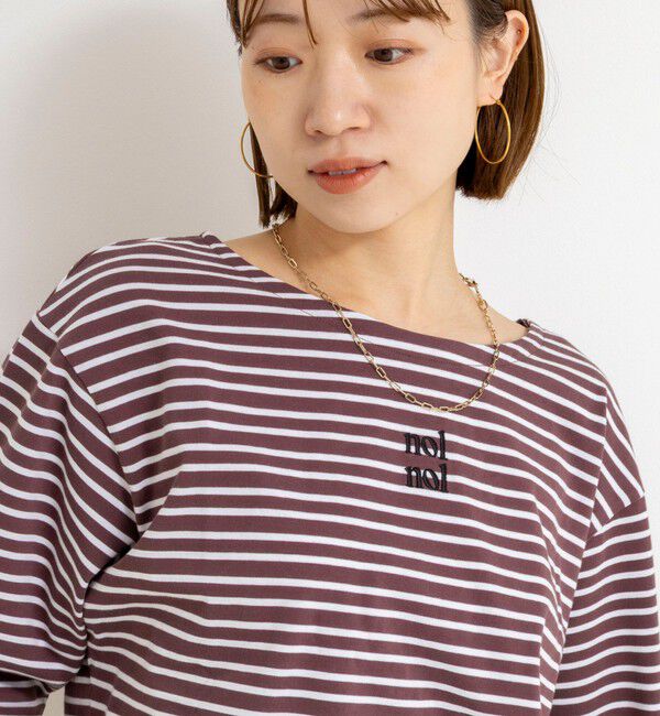 NOLLEY'S「【nolnol/ノルノル】ウォッシャブルシルケットボーダーショートT」|Tシャツ・カットソー|