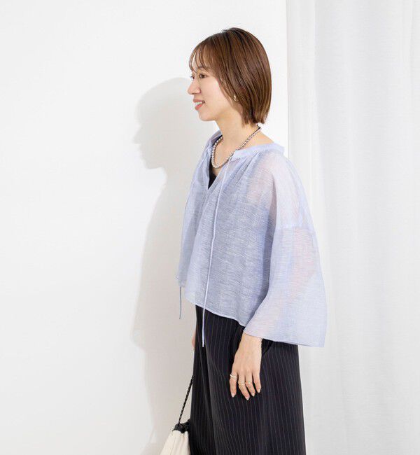 NOLLEY'S「ウォッシャブルシアーリネンカールマイヤーショートブラウス」|シャツ・ブラウス|