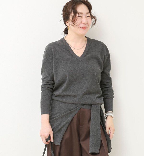 NOLLEY'S「【 SHOP PRESS二見別注カラー】レイヤードピース付きVネックプルオーバー」|ニット・セーター|チャコールグレー