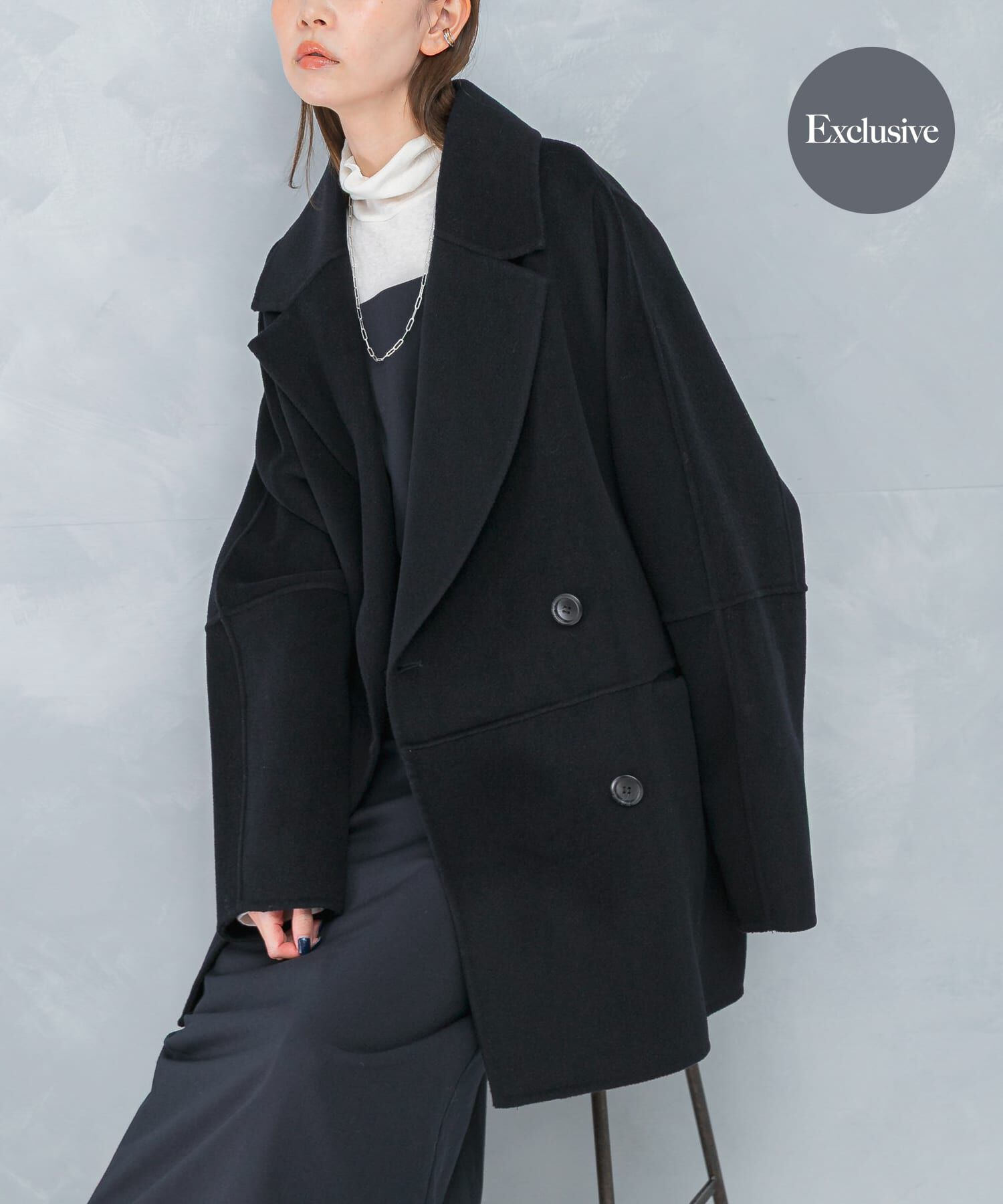 URBAN RESEARCH ROSSO「『一部別注カラー』YENN　DOUBLE FACE PEA COAT」|ピーコート|ネイビー
