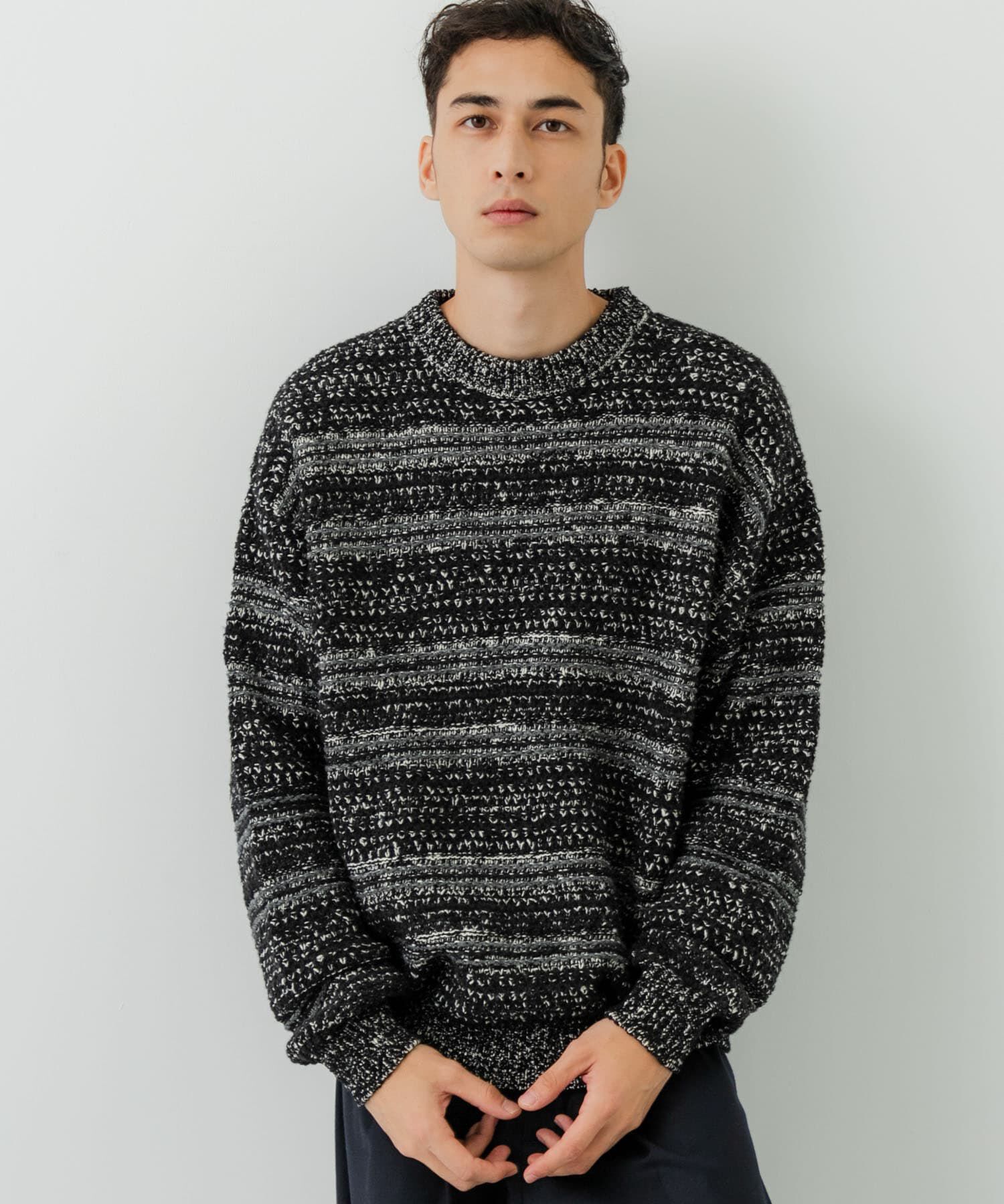 URBAN RESEARCH「『別注』crepuscule&times;URBAN RESEARCH　Multi Border Mix CREW-NECK」|ニット・セーター|
