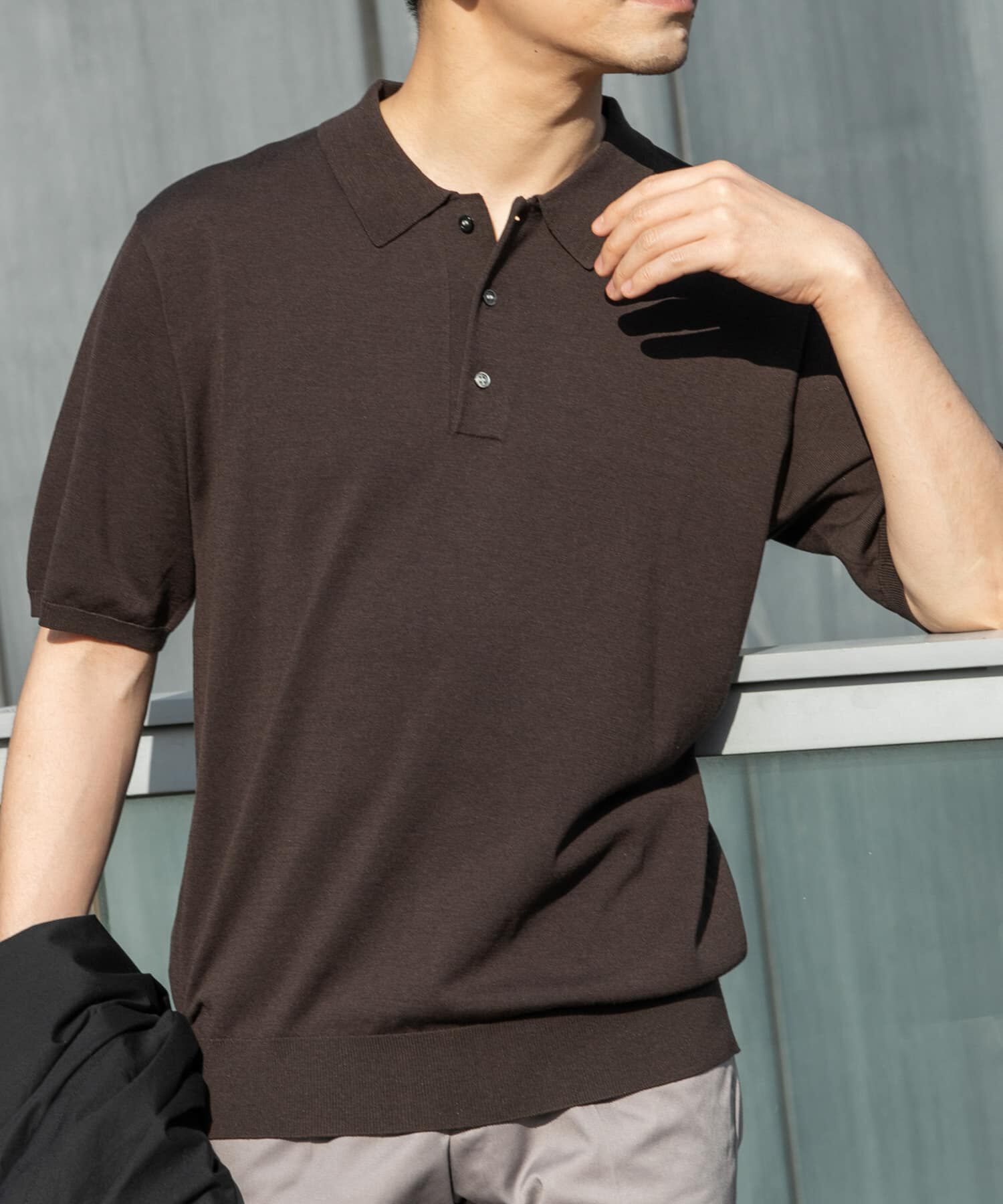 URBAN RESEARCH ROSSO「『WEB限定』シルク混サマーニットポロシャツ」|ポロシャツ|ブラウン