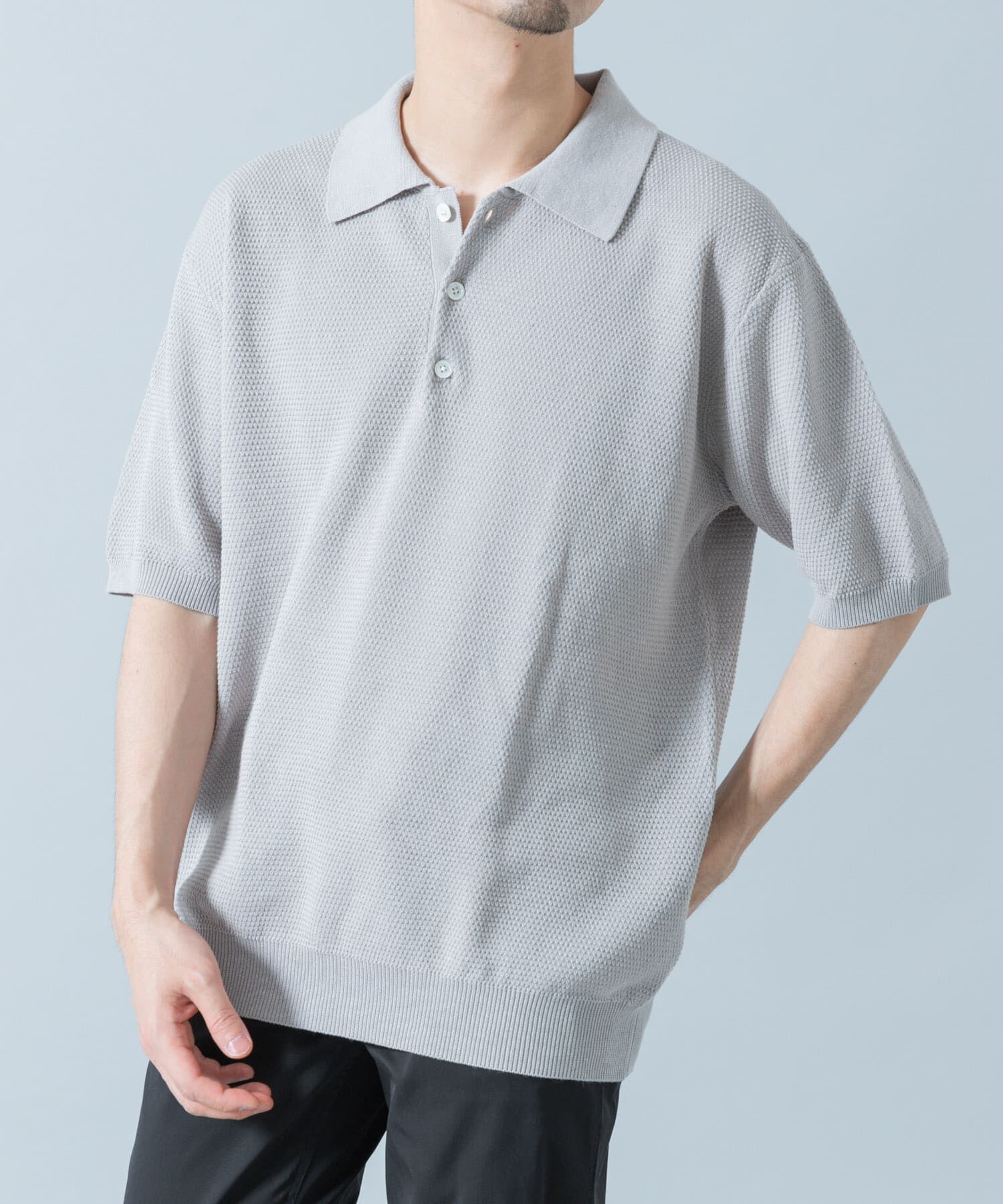 URBAN RESEARCH ROSSO「『WEB限定』変形カノコ半袖ニットポロ」|ポロシャツ|