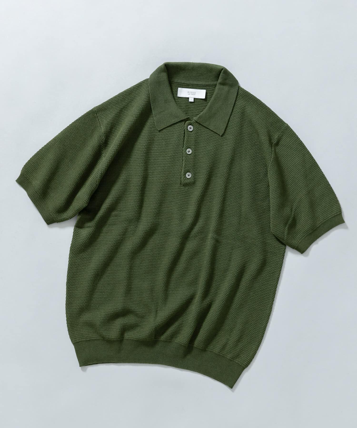 URBAN RESEARCH ROSSO「『WEB限定』変形カノコ半袖ニットポロ」|ポロシャツ|カーキ