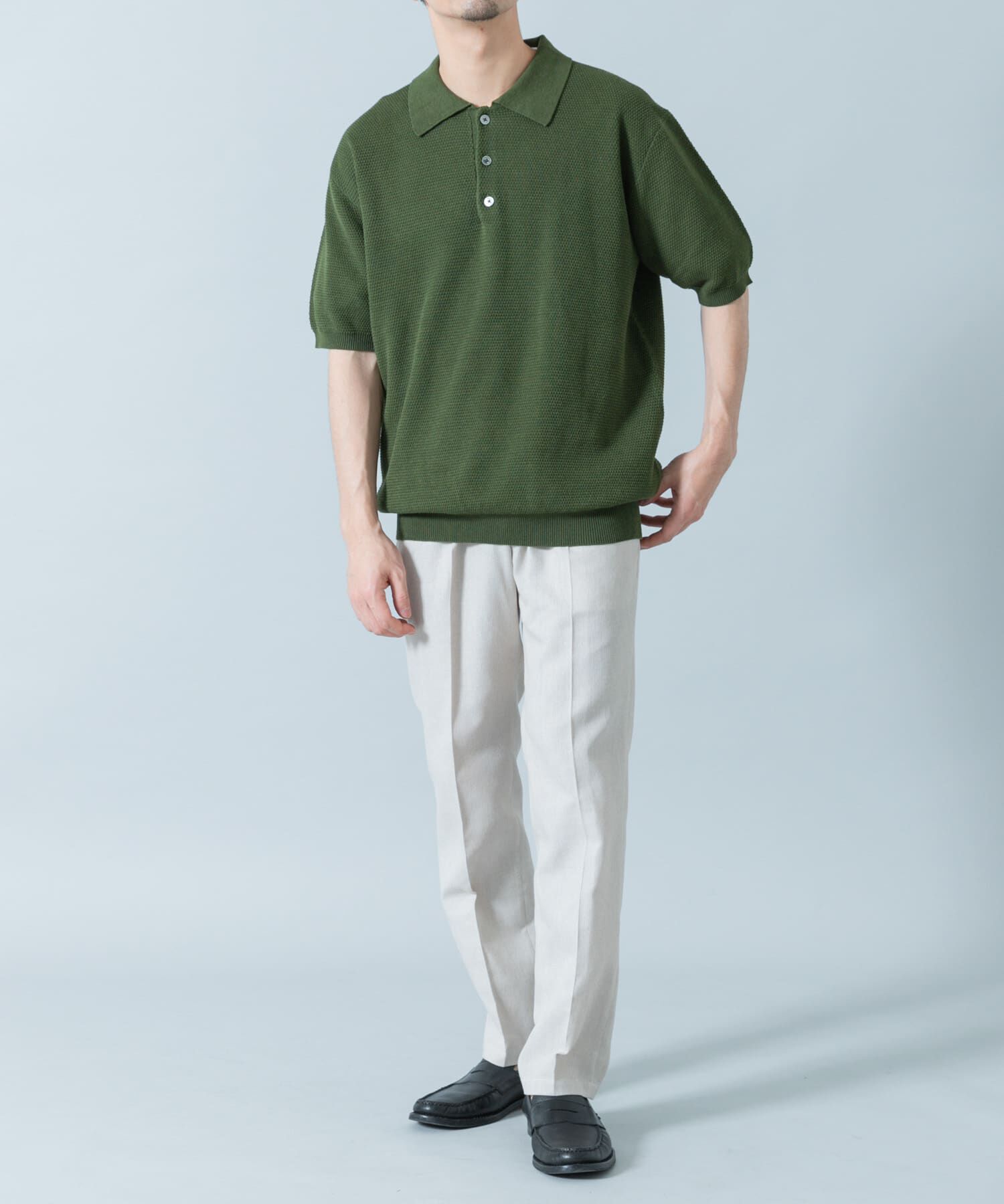 URBAN RESEARCH ROSSO「『WEB限定』変形カノコ半袖ニットポロ」|ポロシャツ|
