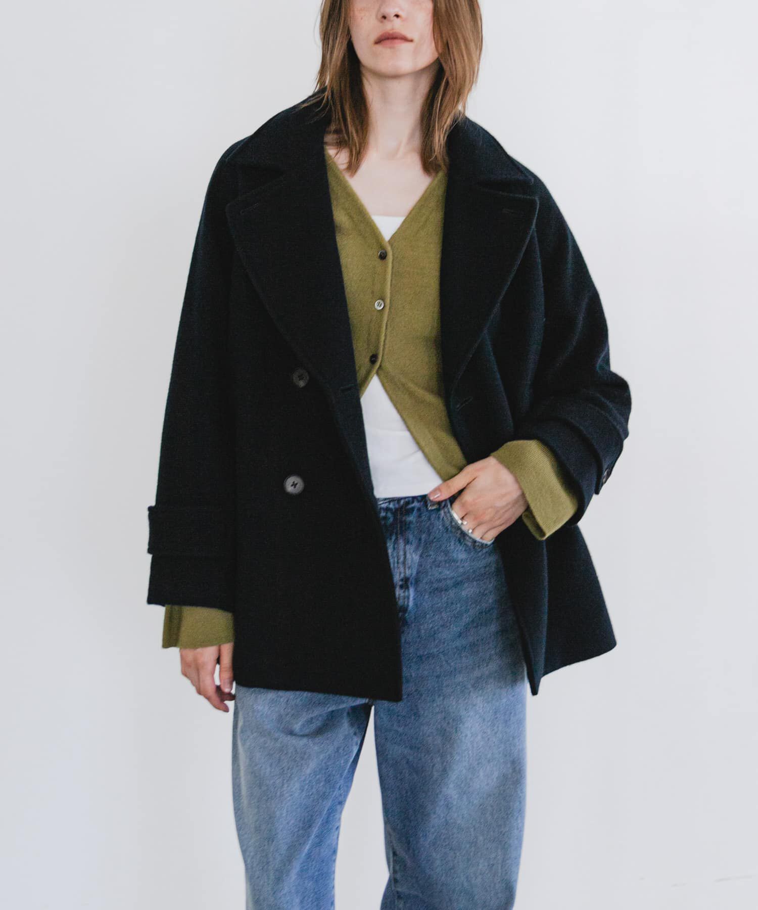 URBAN RESEARCH「スーパー100メルトンPコート」|ピーコート|ネイビー