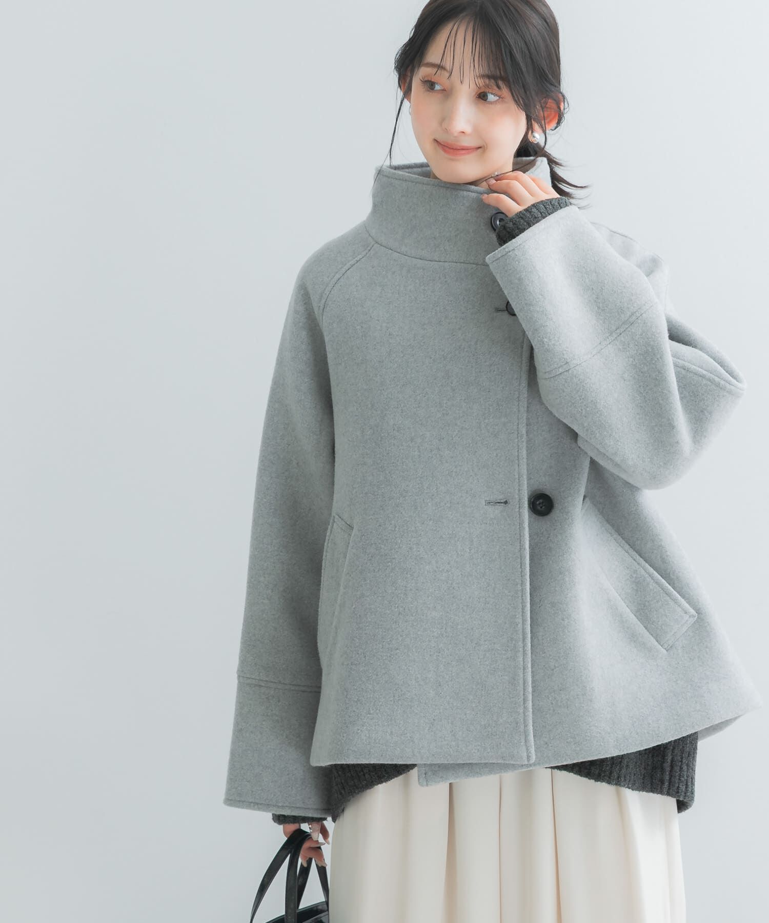 URBAN RESEARCH ROSSO「スーパー100ウール2WAYネックＰコート」|ピーコート|