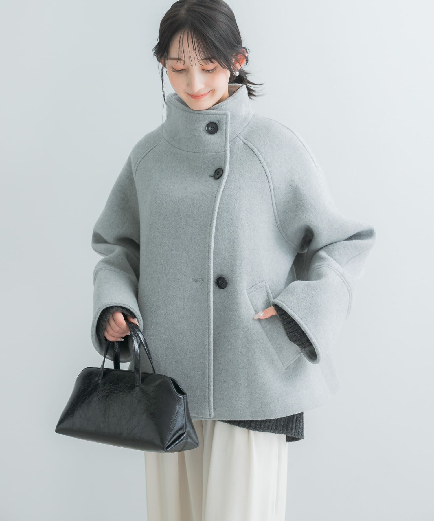 URBAN RESEARCH ROSSO「スーパー100ウール2WAYネックＰコート」|ピーコート|