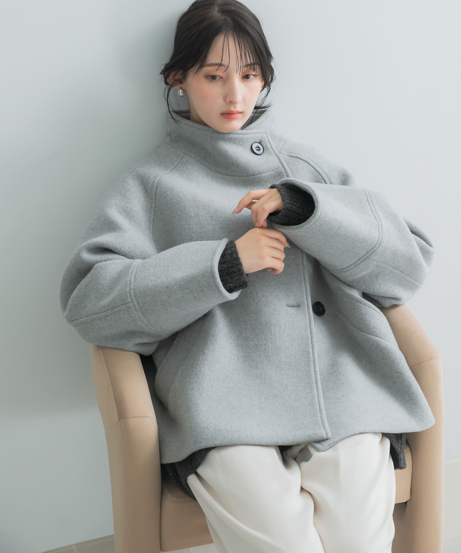 URBAN RESEARCH ROSSO「スーパー100ウール2WAYネックＰコート」|ピーコート|