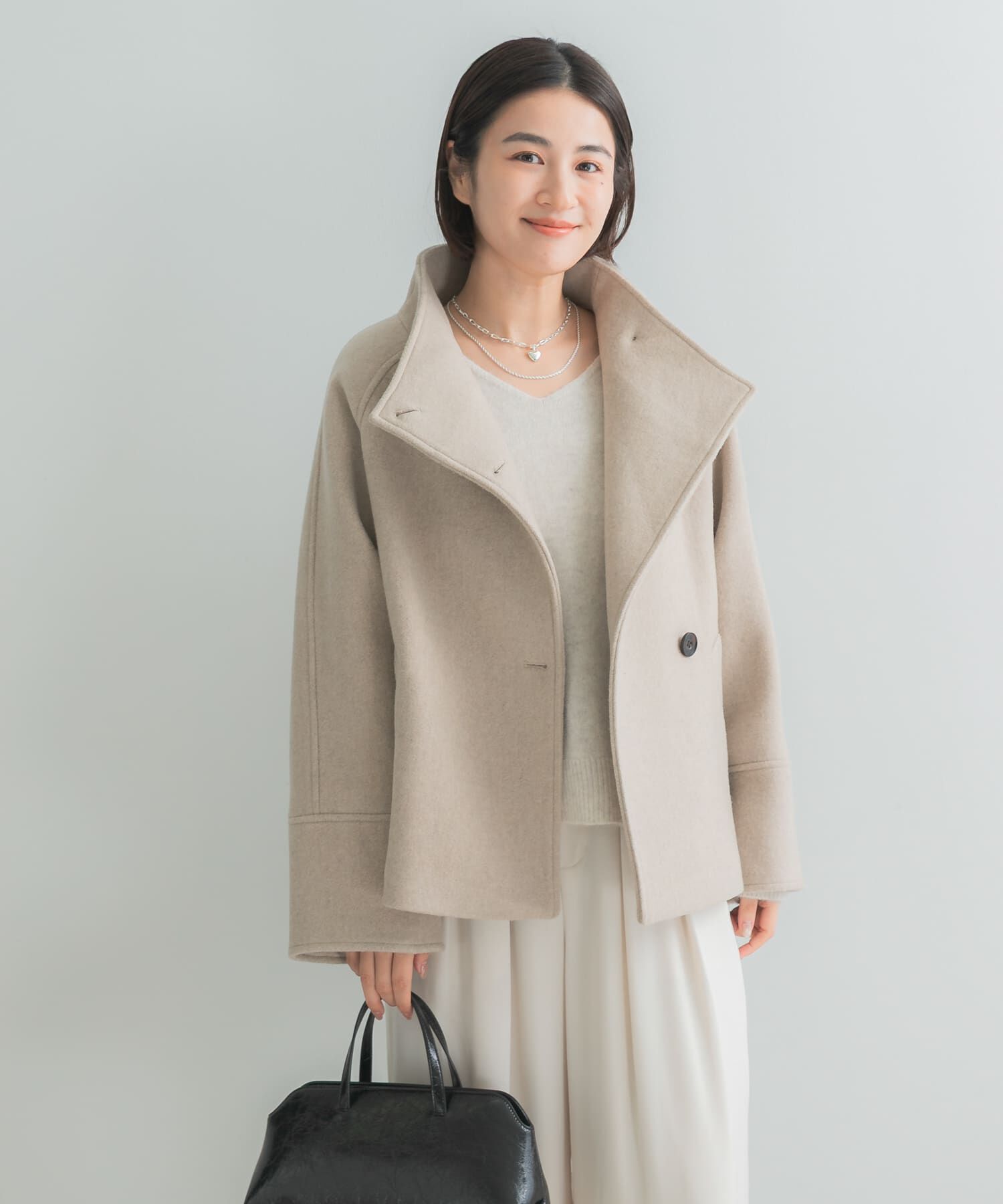 URBAN RESEARCH ROSSO「スーパー100ウール2WAYネックＰコート」|ピーコート|