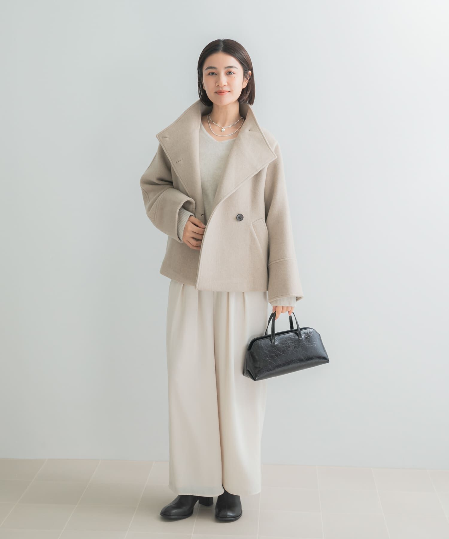 URBAN RESEARCH ROSSO「スーパー100ウール2WAYネックＰコート」|ピーコート|