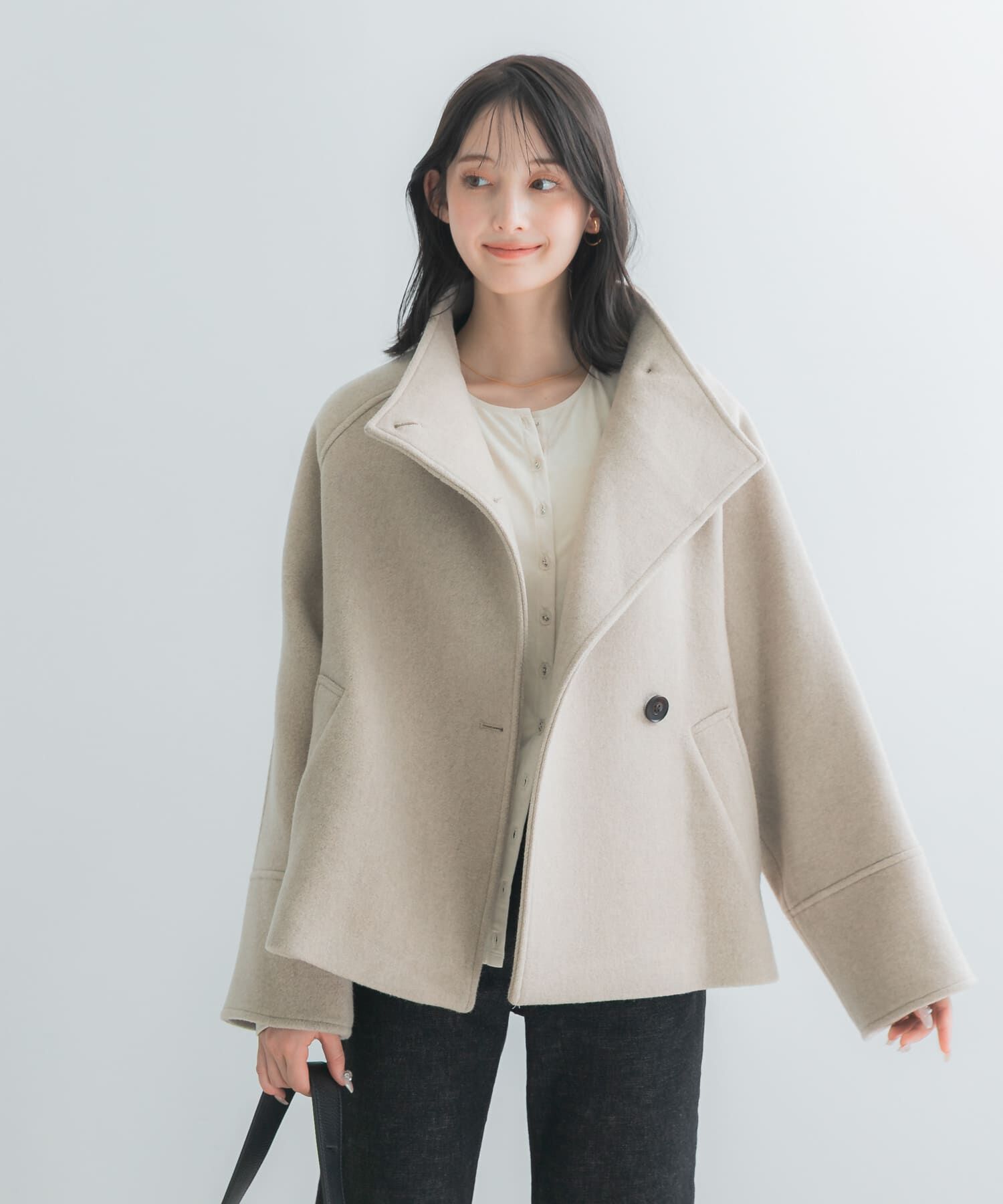 URBAN RESEARCH ROSSO「スーパー100ウール2WAYネックＰコート」|ピーコート|