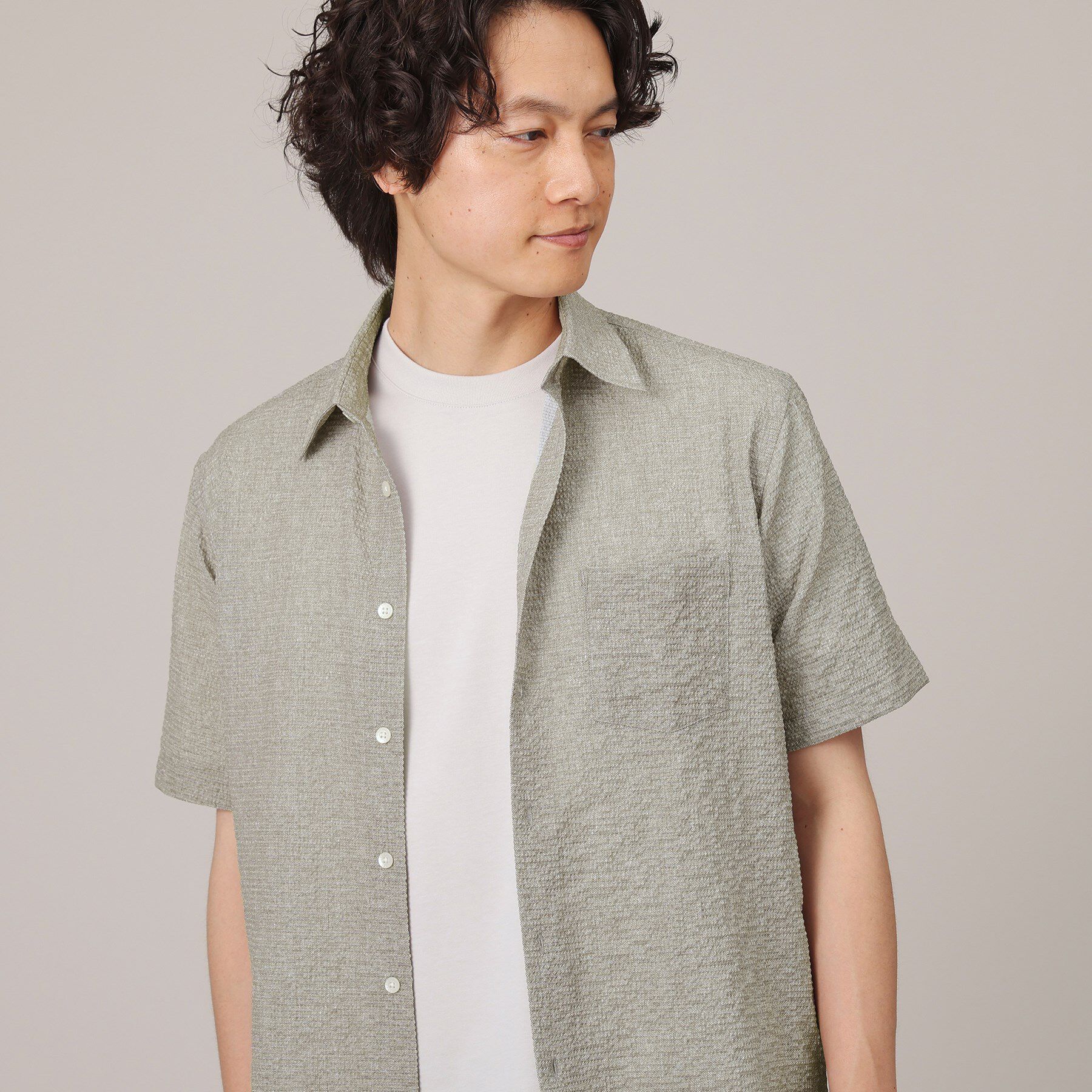 TAKEO KIKUCHI「【無地・チェック・ボタニカル柄】リップル シャツ」|シャツ・ブラウス|