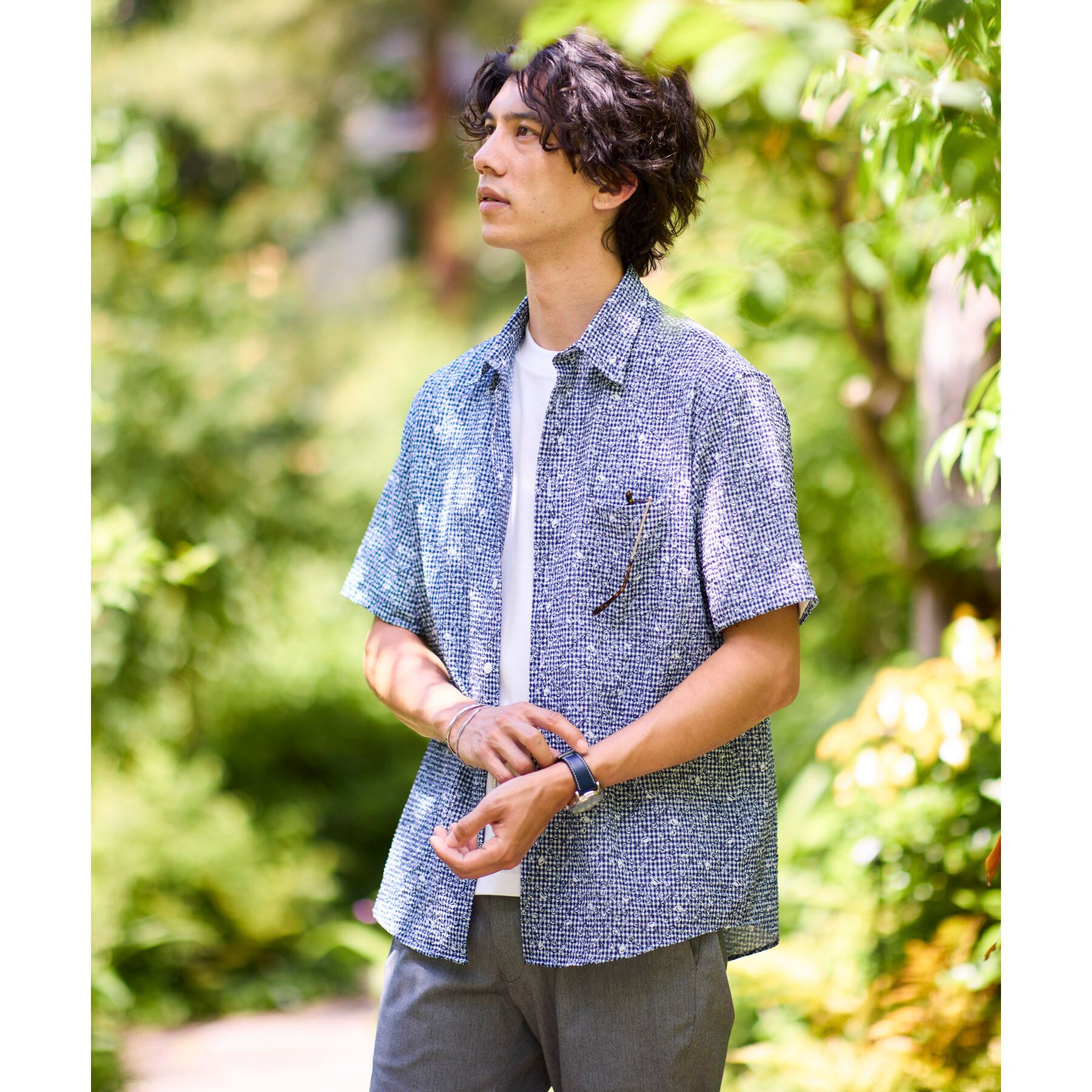 TAKEO KIKUCHI「【無地・チェック・ボタニカル柄】リップル シャツ」|シャツ・ブラウス|