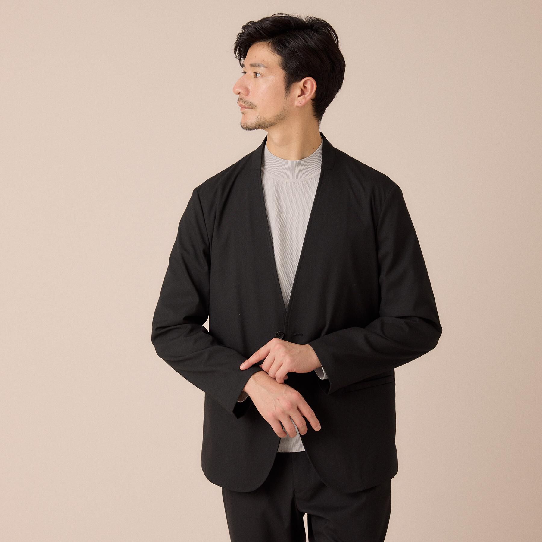 TAKEO KIKUCHI「【ON／OFF兼用】CARREMANファブリック ノーカラージャケット」|ノーカラージャケット|