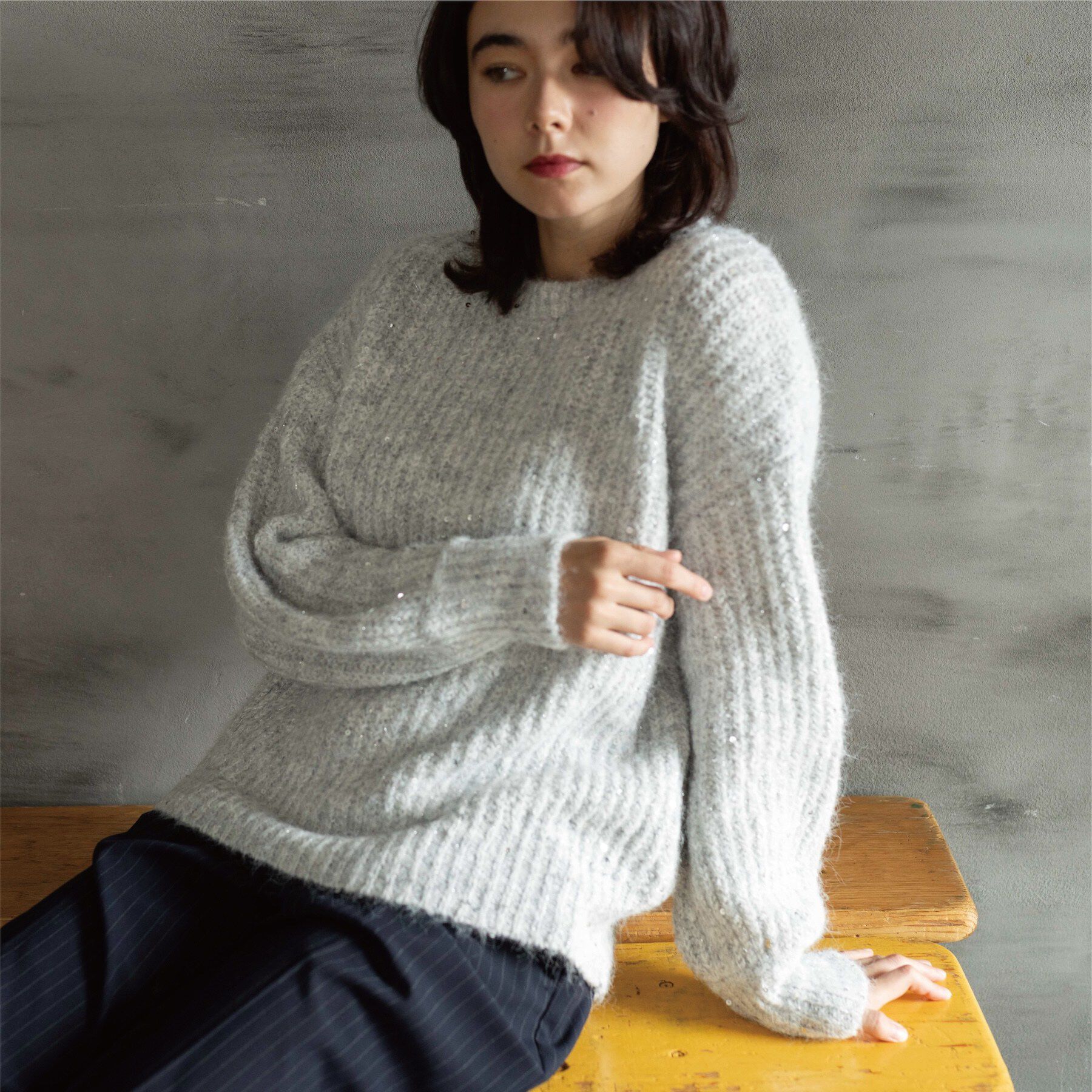 OPAQUE.CLIP「スパンコールニットプルオーバー」|ニット・セーター|