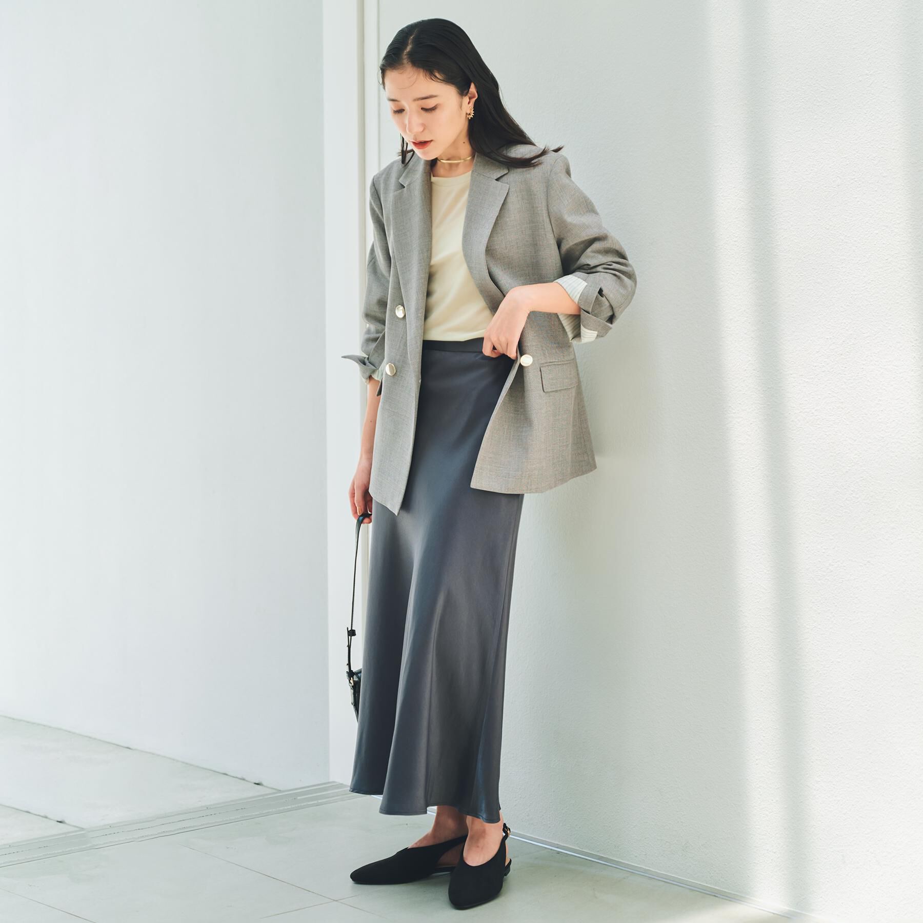 THE SHOP TK「サテンAラインスカート【洗える】」|スカート|