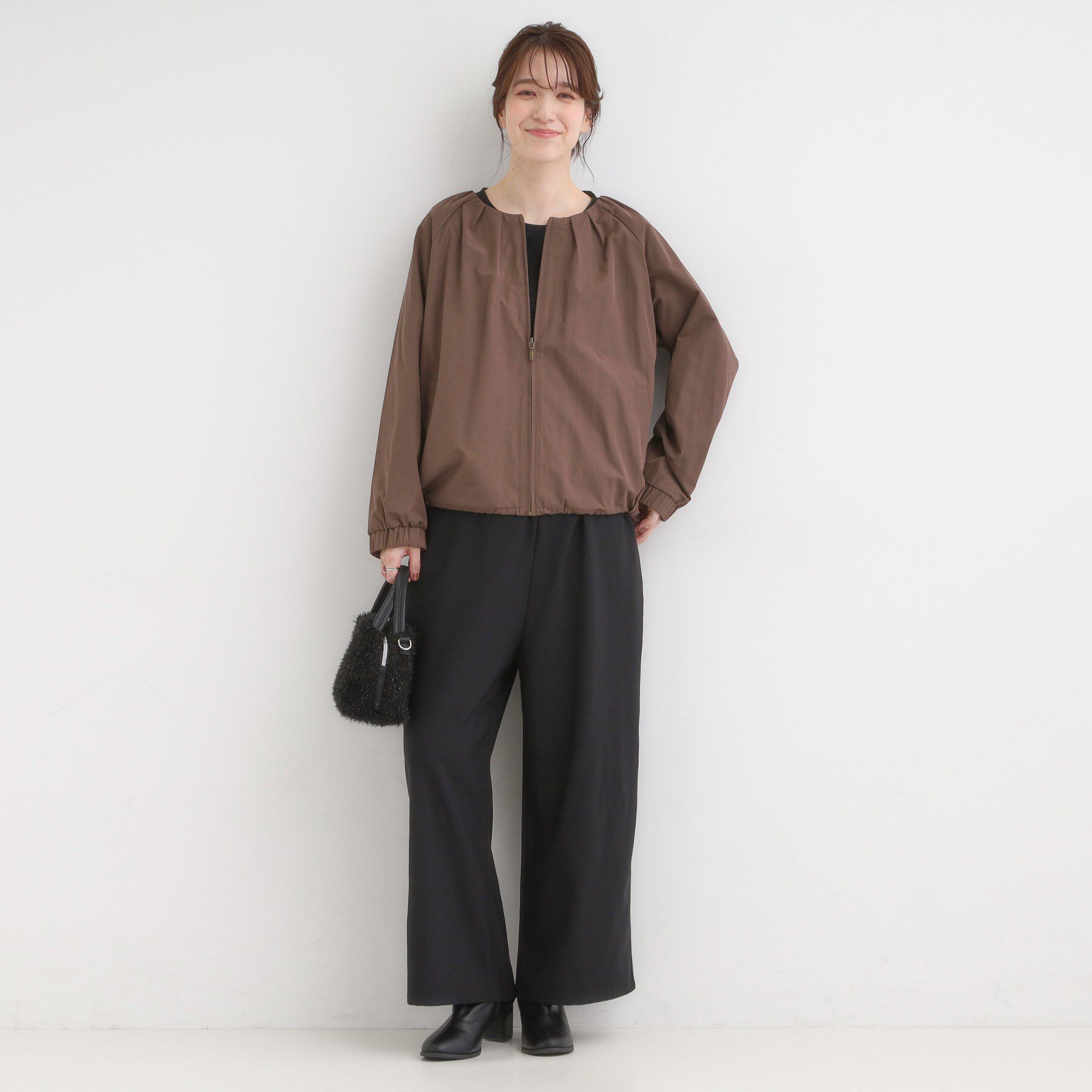 SHOO･LA･RUE「【S-LL】オンとオフどちらにも使える 軽量なノーカラーブルゾン」|ブルゾン・スタジャン|