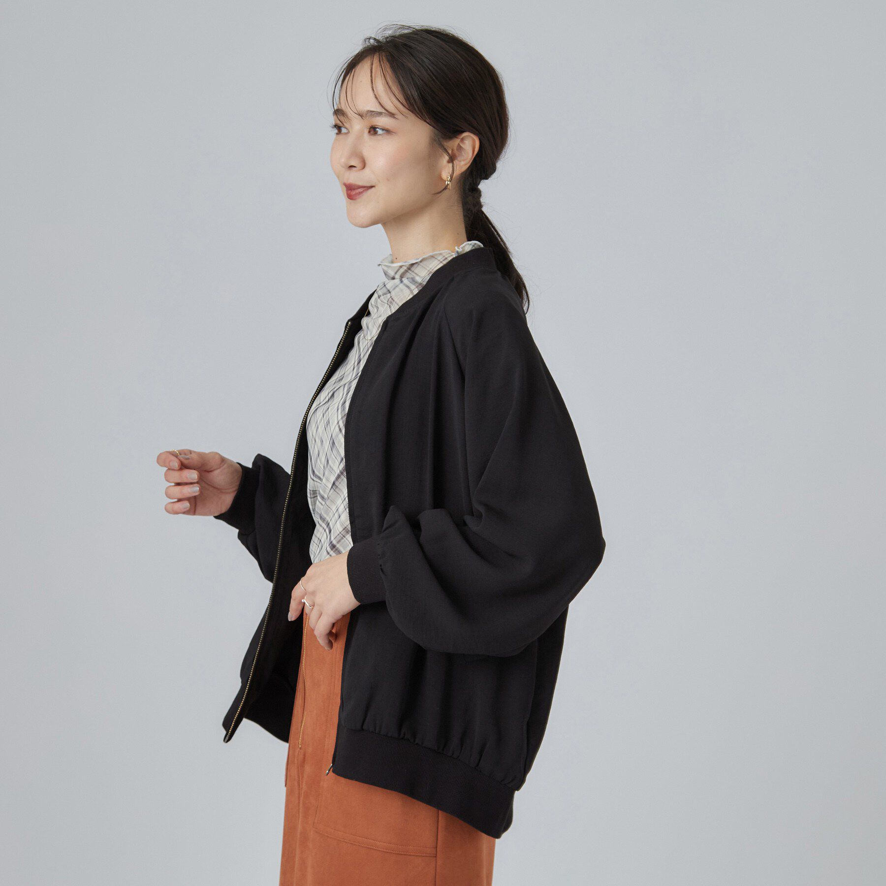 SHOO･LA･RUE「【S-LL】洗濯後しわになりにくい さっと羽織れる麻調ブルゾン」|ブルゾン・スタジャン|