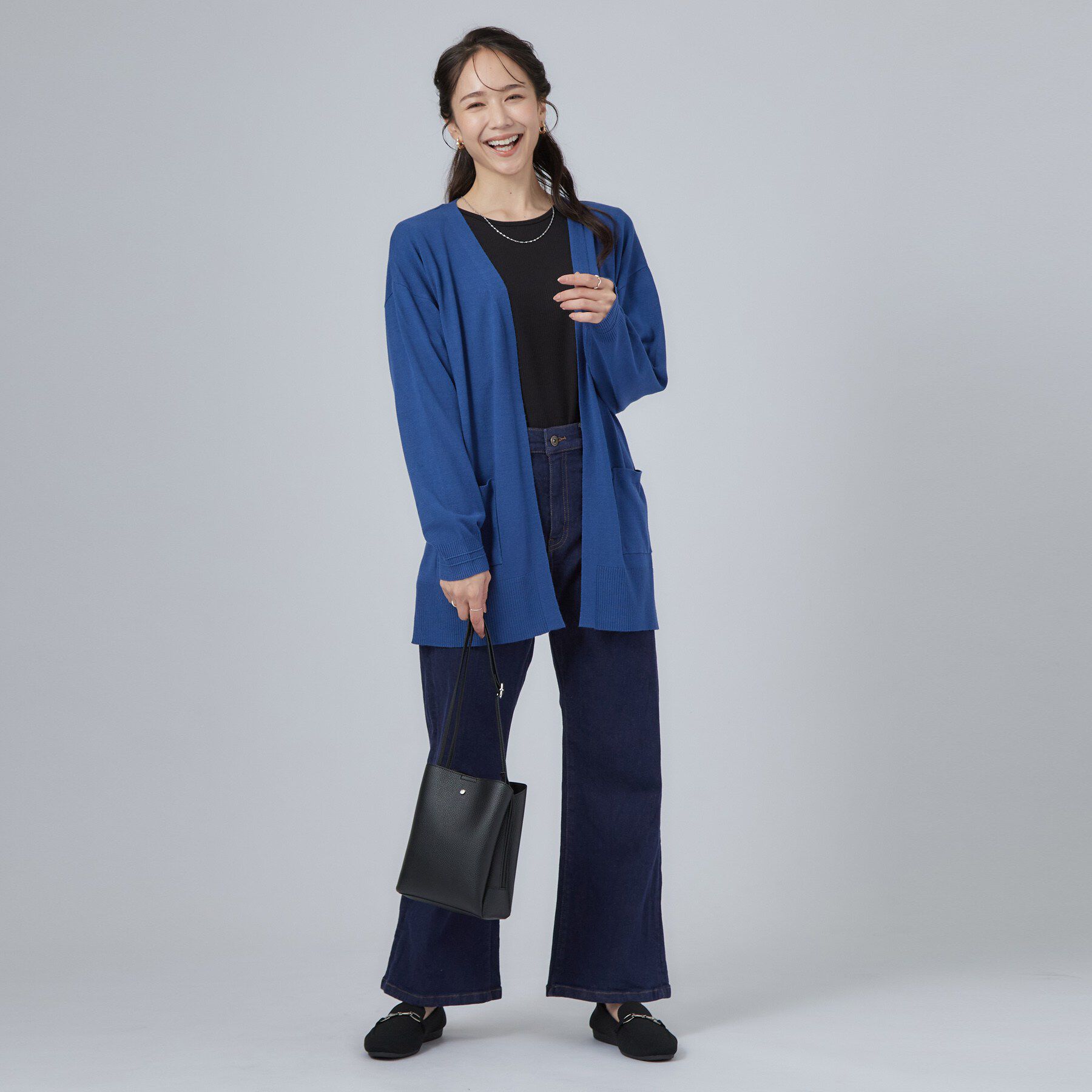 SHOO･LA･RUE「【体型カバー/洗濯機可/ポケット付き】ゆるシルエット もちもち ボタンレスカーディガン」|カーディガン|