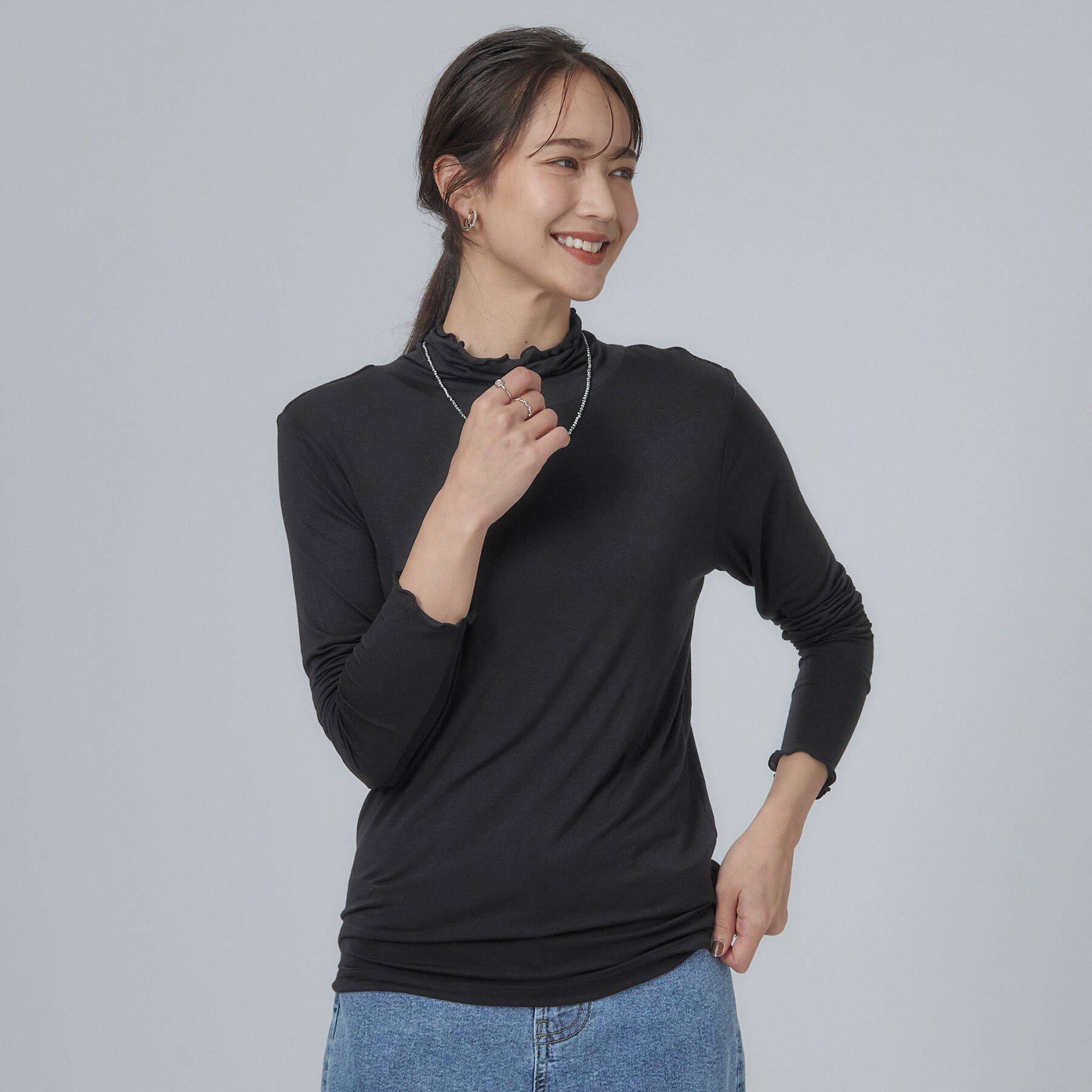 SHOO･LA･RUE「カシミアタッチ吸湿発熱ハイネックインナー」|Tシャツ・カットソー|