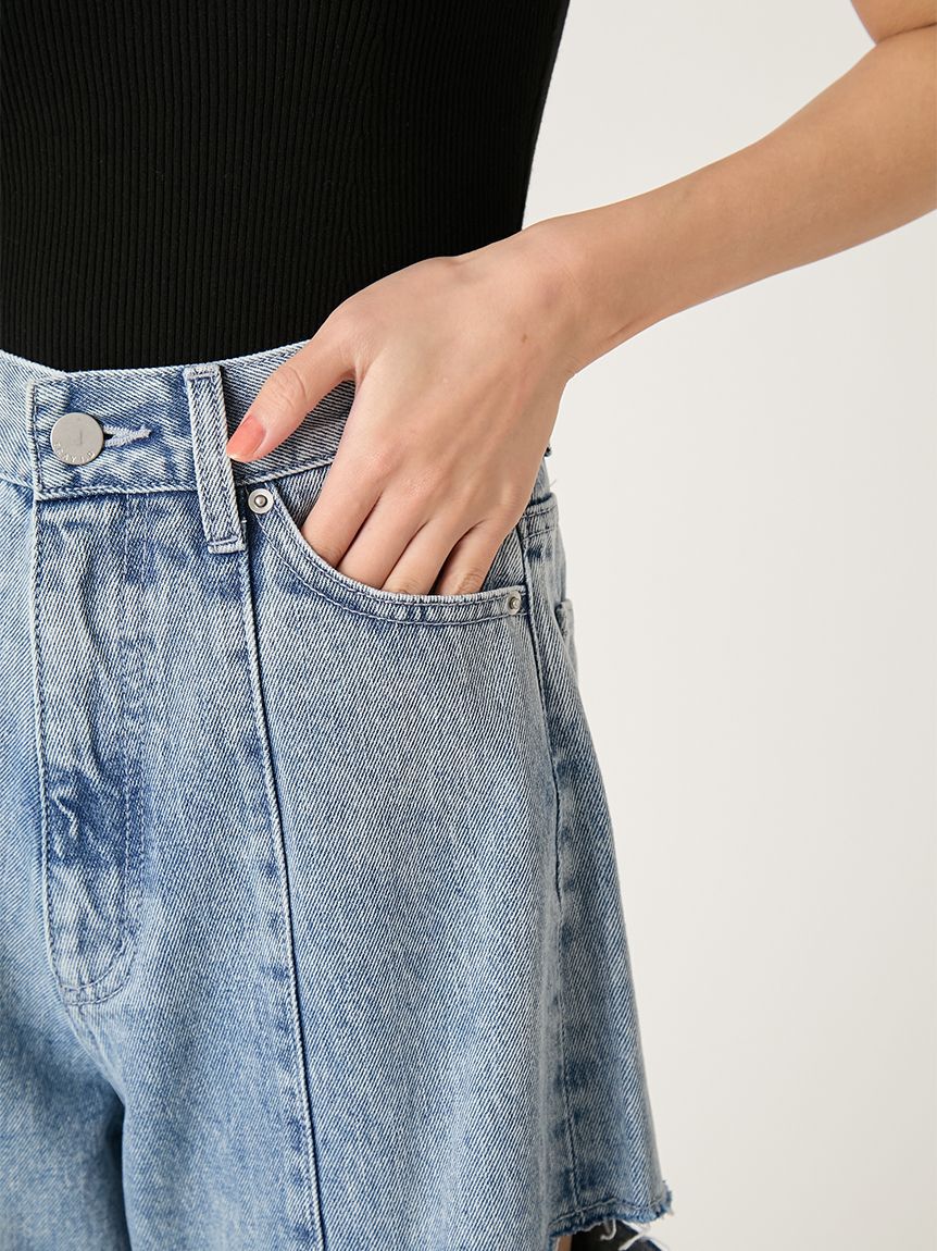 FRAY I.D「【00サイズあり】カットアウトバレルデニムパンツ」|デニム|