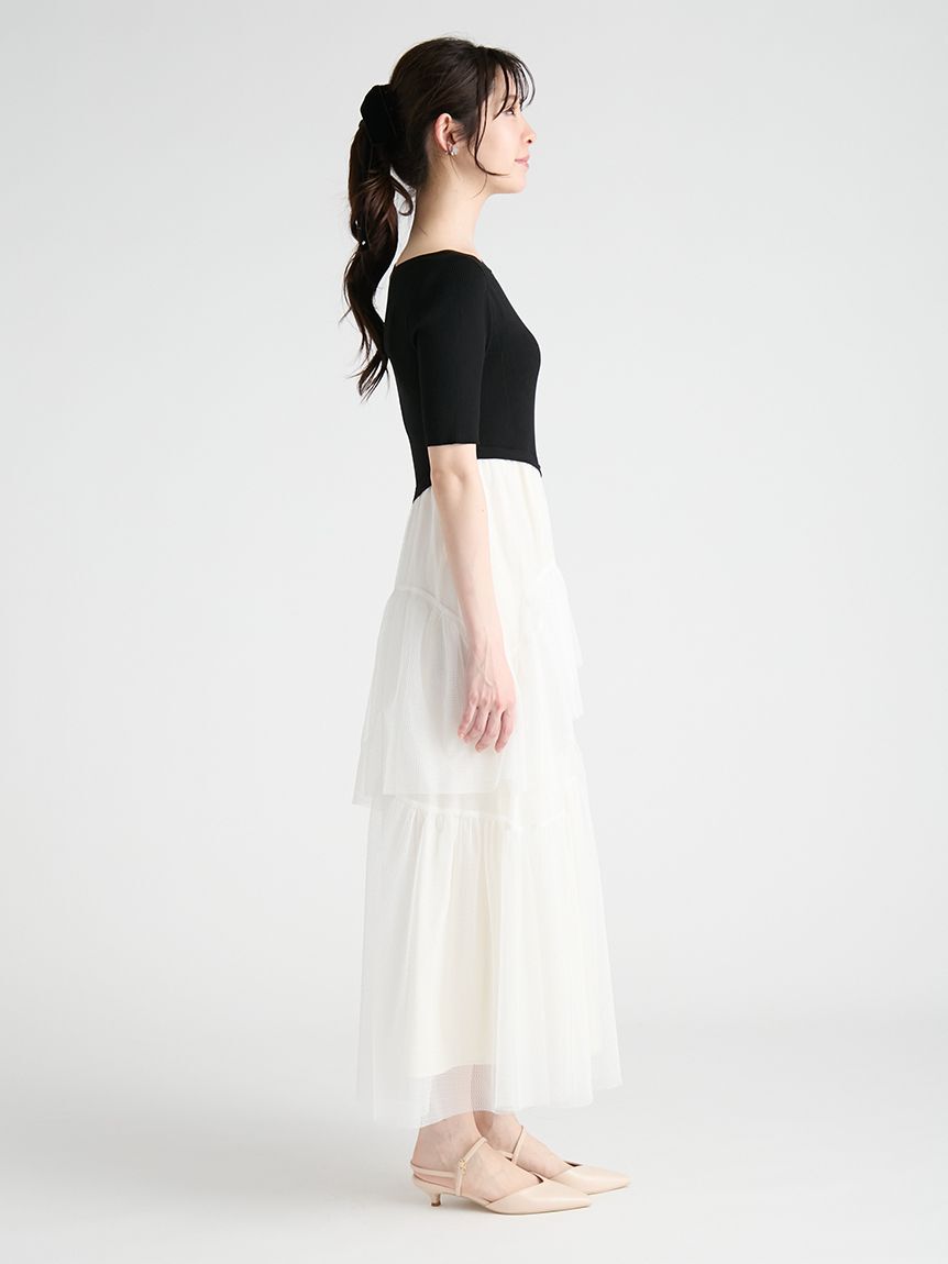 CELFORD「【洗える】ニットドッキングラッフルワンピース」|ワンピース|