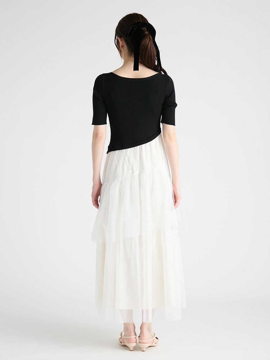 CELFORD「【洗える】ニットドッキングラッフルワンピース」|ワンピース|