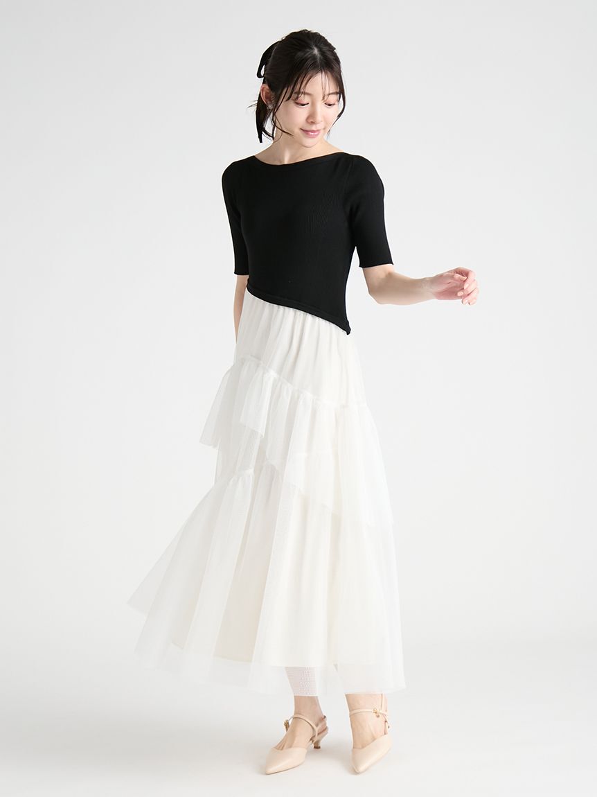 CELFORD「【洗える】ニットドッキングラッフルワンピース」|ワンピース|