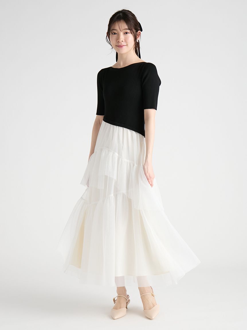 CELFORD「【洗える】ニットドッキングラッフルワンピース」|ワンピース|