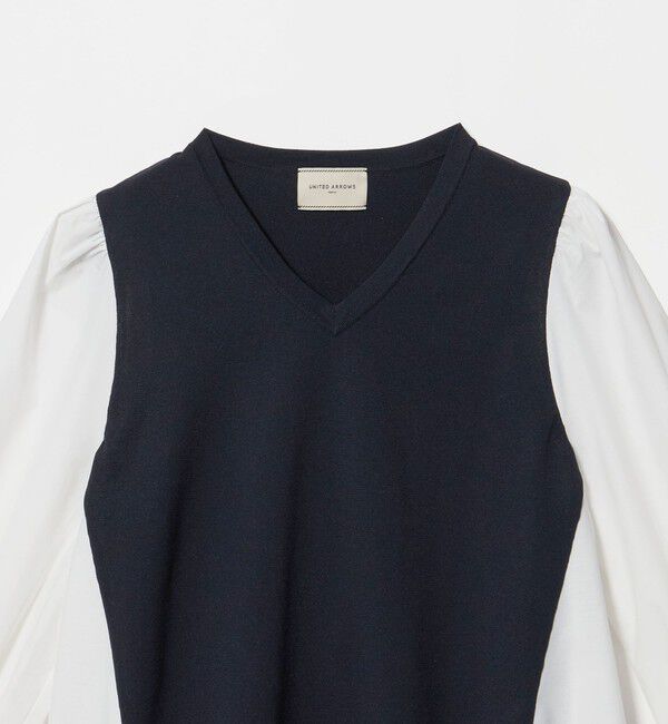 UNITED ARROWS「スカラップ コンビ ブラウス ニット」|ニット・セーター|