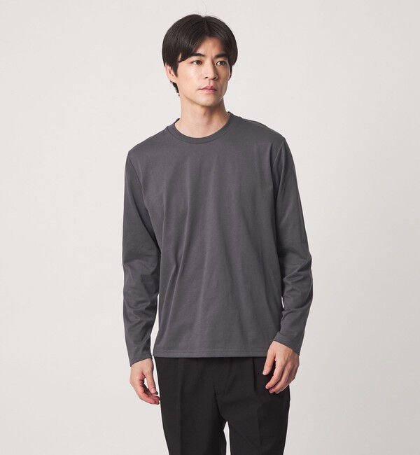 UNITED ARROWS green label relaxing「【WEB限定】JUST fit ジャケイン クルーネック 長袖 Tシャツ -吸水速乾・抗菌-」|Tシャツ・カットソー|DK.GRAY