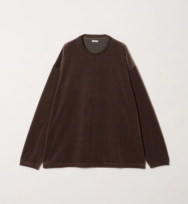 STEVEN ALAN「＜Steven Alan＞ ベロア ボーダー クルーネック Ｔシャツ」|Tシャツ・カットソー|DK.BROWN