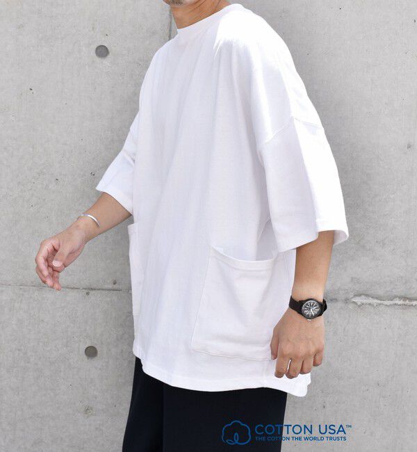 SHIPS any「SHIPS any: COTTON USA ドルマン サイド ポケット Tシャツ 24SS◇」|Tシャツ・カットソー|ホワイト
