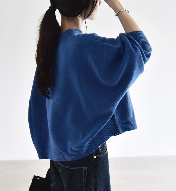 quaranciel「《一部追加予約》〈手洗い可能〉AQUA カシミヤ ミックス ドルマン ニット」|ニット・セーター|ブルー系