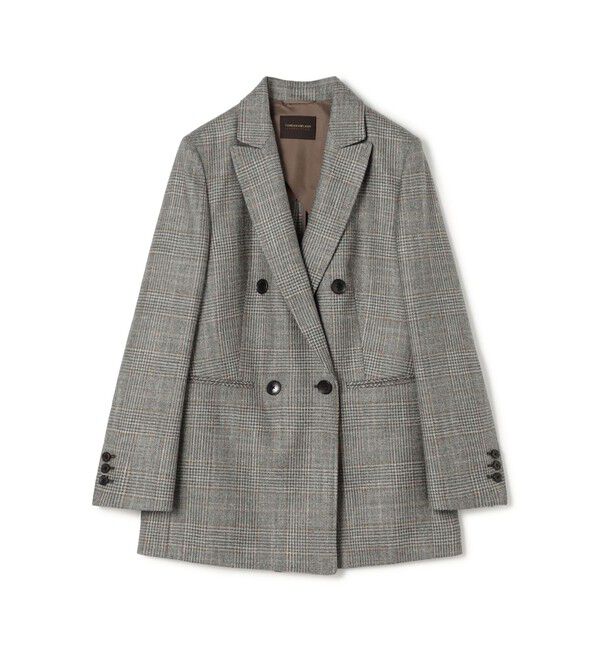 TOMORROWLAND collection「SILK AIR GLEN CHECK ダブルブレストジャケット」|テーラードジャケット|16 グレー系