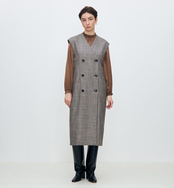 TOMORROWLAND collection「SILK AIR GLEN CHECK ジレワンピース」|ワンピース|