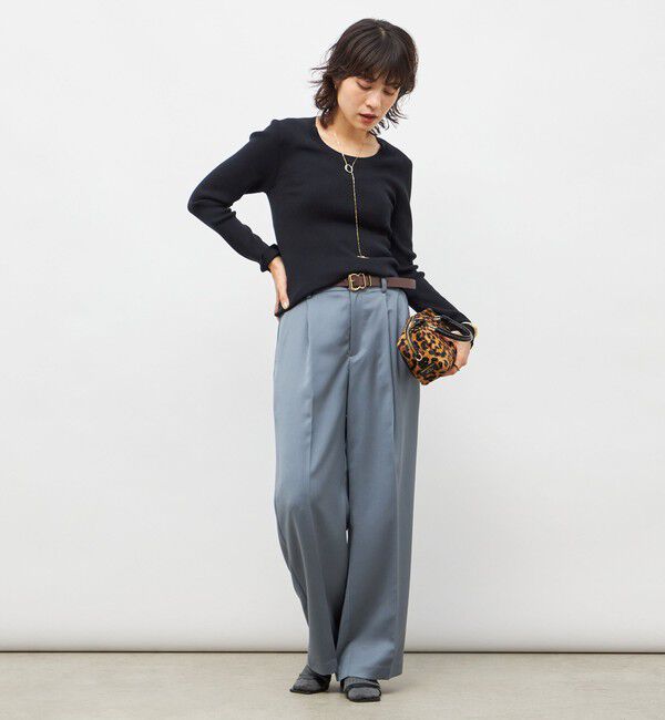 NOLLEY'S sophi「《アンサンブル対応》《手洗い可能》カシミヤ混リブUネックプルオーバー」|ニット・セーター|