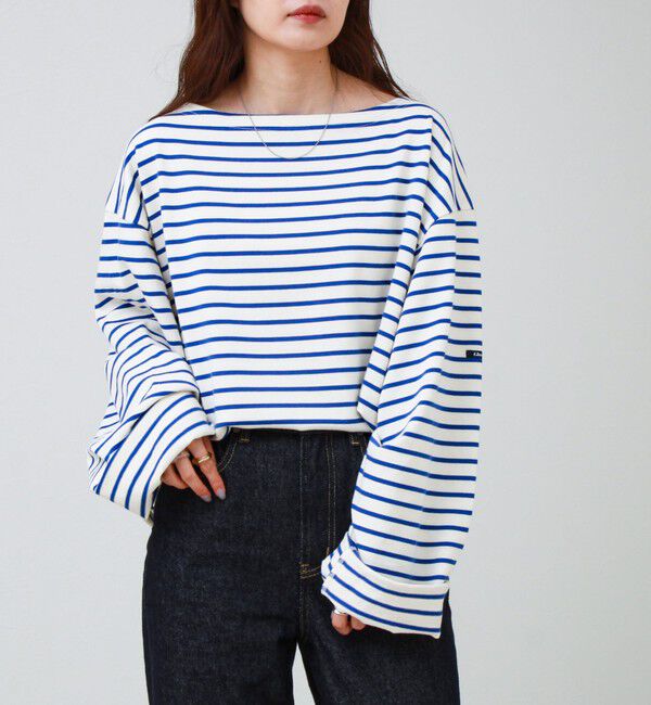 GLOSTER「【ユニセックス】ワイドバスクシャツ ボートネック ボーダー オーバーサイズ」|Tシャツ・カットソー|