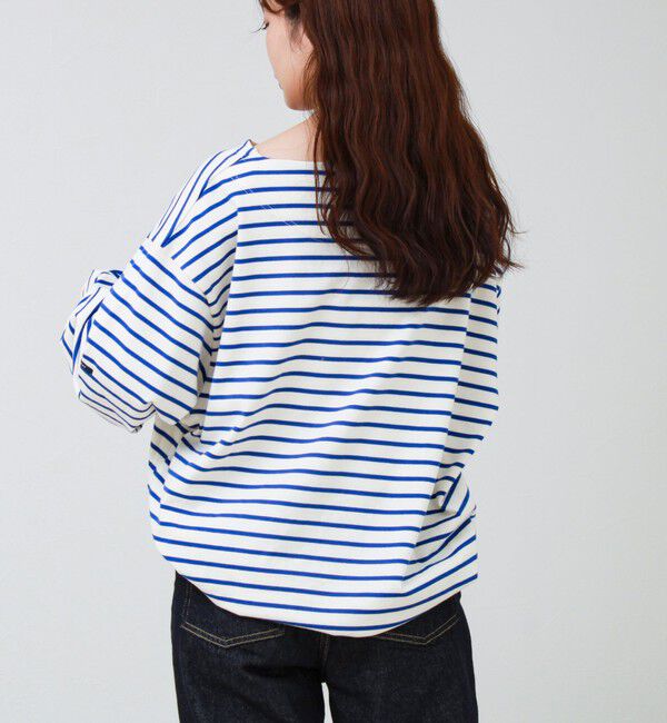 GLOSTER「【ユニセックス】ワイドバスクシャツ ボートネック ボーダー オーバーサイズ」|Tシャツ・カットソー|
