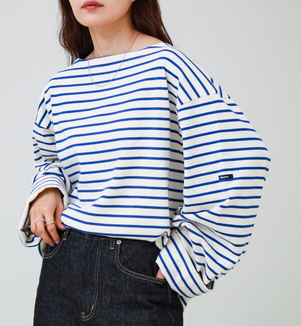 GLOSTER「【ユニセックス】ワイドバスクシャツ ボートネック ボーダー オーバーサイズ」|Tシャツ・カットソー|