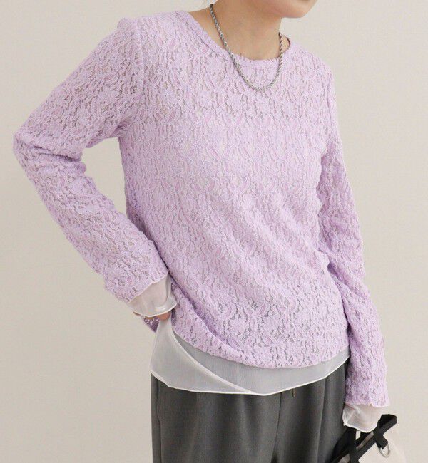 fredy emue「チュールレイヤードレースロンTシャツ」|Tシャツ・カットソー|