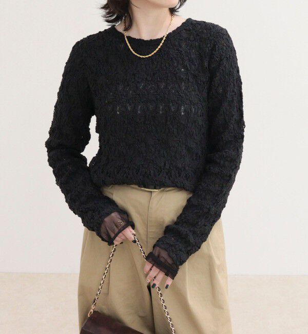 fredy emue「チュールレイヤードレースロンTシャツ」|Tシャツ・カットソー|