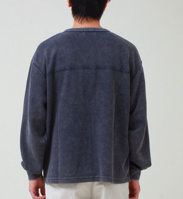 GLOSTER「【ヴィンテージライク】硫化染めワッフル ヘンリーネックロングスリーブTシャツ」|Tシャツ・カットソー|