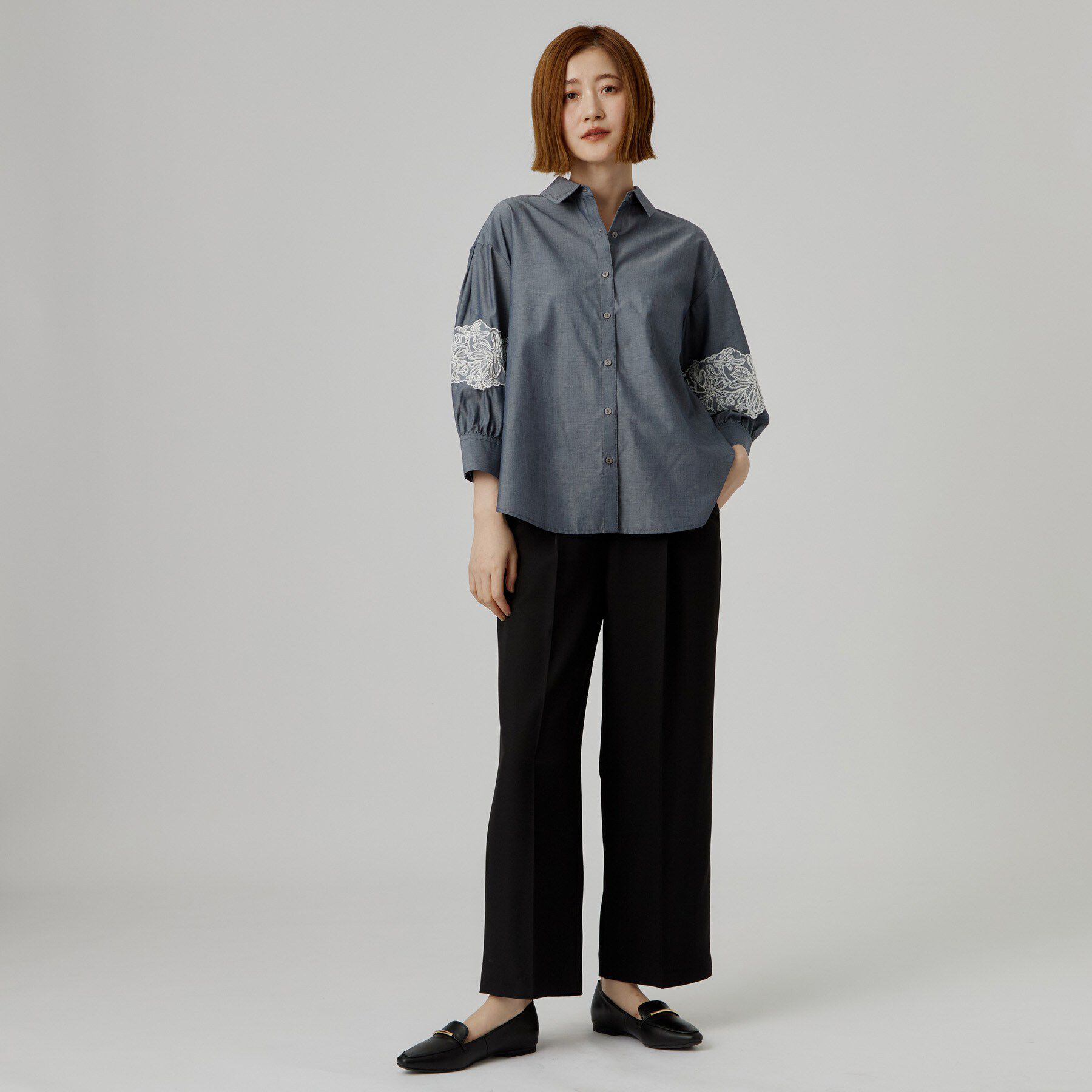 grove「さりげなく華やぐ レースボリュームスリーブシャツ」|シャツ・ブラウス|